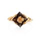 Geometric Golden Ring With Smoky Quartz Centerstone, Ring Size: 8 / 18, image , picture 3