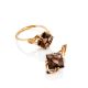 Geometric Golden Ring With Smoky Quartz Centerstone, Ring Size: 8 / 18, image , picture 4