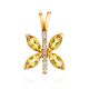 Lustrous Butterfly Design Gold Citrine Pendant, image 