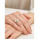 Silver Cocktail Ring With Cultured Pearl And Crystal The Serene, Ring Size: 7 / 17.5, image , picture 4
