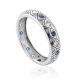 Chic Golden Diamond Sapphire Band Ring, Ring Size: 8 / 18, image 