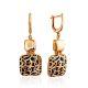 Gorgeous Gold Enamel Dangle Earrings, image 
