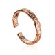 ​Contemporary crumbled texture one-size rose plated silver ring, Ring Size: Adjustable, image 