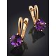 Stylish Gold Amethyst Latch Back Earrings, image , picture 2