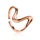 Rose Plated Silver Abstract Wave Ring The Liquid, Ring Size: Adjustable, image 