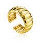Golden Ribbed Band Ring The ICONIC, Ring Size: Adjustable, image 
