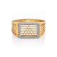Bold Golden Signet Ring With Crystals, Ring Size: 11 / 20.5, image , picture 3