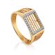 Bold Golden Signet Ring With Crystals, Ring Size: 11 / 20.5, image 