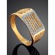 Bold Golden Signet Ring With Crystals, Ring Size: 11 / 20.5, image , picture 2