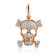 Gold Crystal Skull Pendant, image 