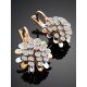 Amazing Floral Design Gold Diamond Earrings, image , picture 2