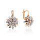 Amazing Floral Design Gold Diamond Earrings, image 