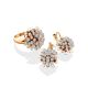 Amazing Floral Design Gold Diamond Earrings, image , picture 3