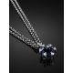 White Gold Necklace With Sapphire Diamond Pendant, image , picture 2
