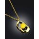 Boho Style Gilded Silver Necklace With Natural Amber Pendant The Palazzo, image , picture 2