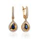 Golden Sapphire Diamond Drop Earrings, image 