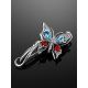 Fabulous Silver Butterfly Brooch With Multicolor Crystals, image , picture 2