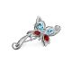 Fabulous Silver Butterfly Brooch With Multicolor Crystals, image , picture 3