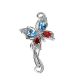 Fabulous Silver Butterfly Brooch With Multicolor Crystals, image 