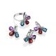 Stylish Silver Ring With Multicolor Crystals, Ring Size: 7 / 17.5, image , picture 5
