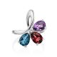 Stylish Silver Ring With Multicolor Crystals, Ring Size: 7 / 17.5, image , picture 3
