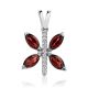 Butterfly Motif Silver Garnet Pendant, image 