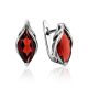 Chic Silver Garnet Earrings, image 