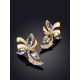 Floral Design Gold Topaz Earrings, image , picture 2