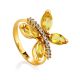 Luminous Citrine Butterfly Golden Ring, Ring Size: 8.5 / 18.5, image 