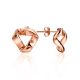 Rose Plated Sterling Silver ​Hammered Abstract Stud Earrings The Liquid, image 
