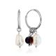 Transformable Silver Hoop Earrings With Natural Cherry Amber And Baroque Pearls The Palazzo, image 