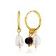 Transformable Gold Playted Silver Hoop Earrings With Natural Cherry Amber And Baroque Pearl The Palazzo, image 
