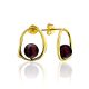 Minimalistic Gold Plated  Silver Earrings With Natural Cherry Amber The Palazzo, image 