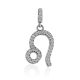 White Gold Diamond Leo Sign Pendant, image 