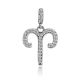 White Gold Diamond Aries Sign Pendant, image 