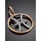 Gold Diamond Pisces Sign Pendant, image , picture 2