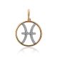 Gold Diamond Pisces Sign Pendant, image 
