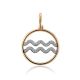 Gold Diamond Aquarius Sign Pendant, image 