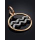 Gold Diamond Aquarius Sign Pendant, image , picture 2