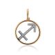 Gold Diamond Sagittarius Sign Pendant, image 