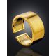 Contemporary Brush Finish Gold Plated Silver Ring The ICONIC, Ring Size: Adjustable, image , picture 2