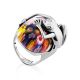 Murano Glass Cocktail Ring With Silver Frog Detail, Ring Size: 6.5 / 17, image 