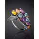Fabulous Silver Ring With Mix Color Stones, Ring Size: 9.5 / 19.5, image , picture 2