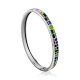 Playful Design Silver Enamel Bangle Bracelet, image 