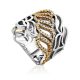 Laced Mixed Color Silver Ring With Crystals, Ring Size: 7 / 17.5, image 