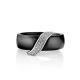 Trendy Black Ceramic Band Ring With Crystals, Ring Size: 6 / 16.5, image , picture 3