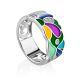 Mix Color Enamel Band Ring With Crystals, Ring Size: 6.5 / 17, image 