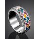 Geometric Design Silver Enamel Band Ring, Ring Size: 8 / 18, image , picture 2
