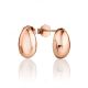 Stylish Rose Plated Silver Elongated Oval Stud Earrings The Liquid, image 