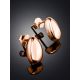 Stylish Rose Plated Silver Elongated Oval Stud Earrings The Liquid, image , picture 2